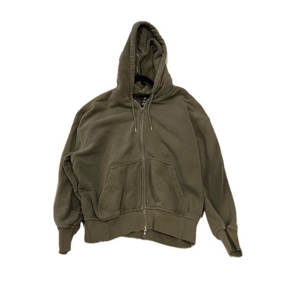 H&M Oversized Fit Zip Up Beige Gray Hoodie Mens L - Picture 1 of 3